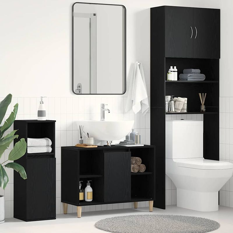 Casa si Gradina - Mobilier - Mobilier baie - Comode baie - Dulap chiuveta, stejar negru, 80x33x60 cm, lemn stratificat - Infinity.ro