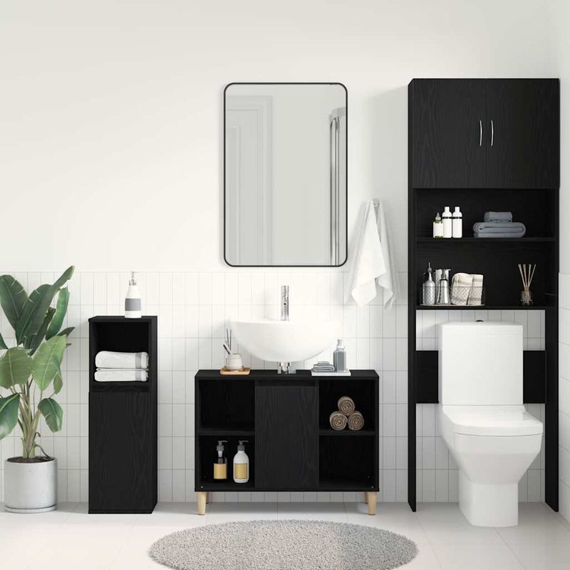 Casa si Gradina - Mobilier - Mobilier baie - Comode baie - Dulap chiuveta, stejar negru, 80x33x60 cm, lemn stratificat - Infinity.ro