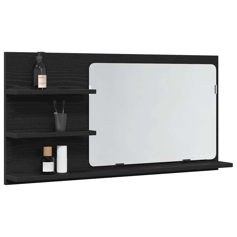 Casa si Gradina - Mobilier - Mobilier baie - Corpuri baie - Dulap cu oglinda pentru baie, stejar negru, 90x11x45 cm, lemn stratificat - Infinity.ro
