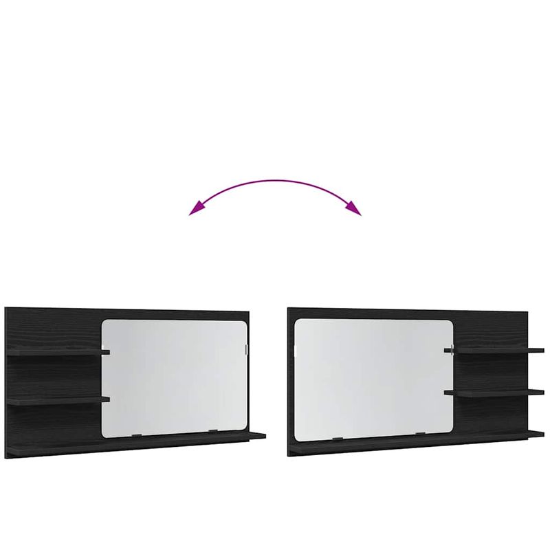 Casa si Gradina - Mobilier - Mobilier baie - Corpuri baie - Dulap cu oglinda pentru baie, stejar negru, 90x11x45 cm, lemn stratificat - Infinity.ro