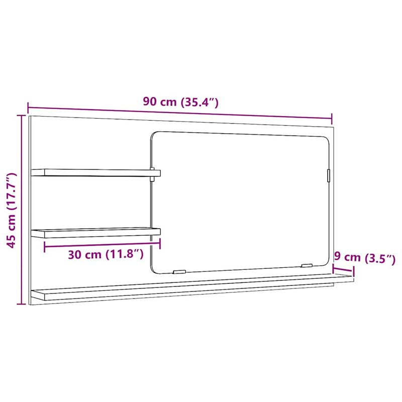 Casa si Gradina - Mobilier - Mobilier baie - Corpuri baie - Dulap cu oglinda pentru baie, stejar negru, 90x11x45 cm, lemn stratificat - Infinity.ro