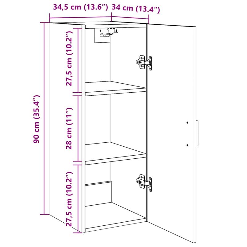 Casa si Gradina - Mobilier - Comode si corpuri - Comode - Dulap de perete, stejar negru, 34,5x34x90 cm, lemn stratificat - Infinity.ro