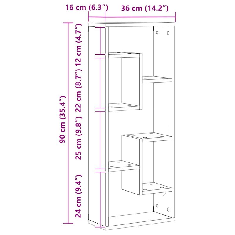 Casa si Gradina - Mobilier - Biblioteci si rafturi - Rafturi - Raft de perete din lemn vechi 36x16x90 cm, lemn stratificat - Infinity.ro