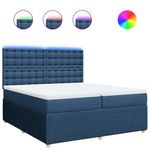 Casa si Gradina - Mobilier - Paturi si accesorii - Paturi - Pat box spring cu saltea, albastru, 200x200 cm, textil - Infinity.ro