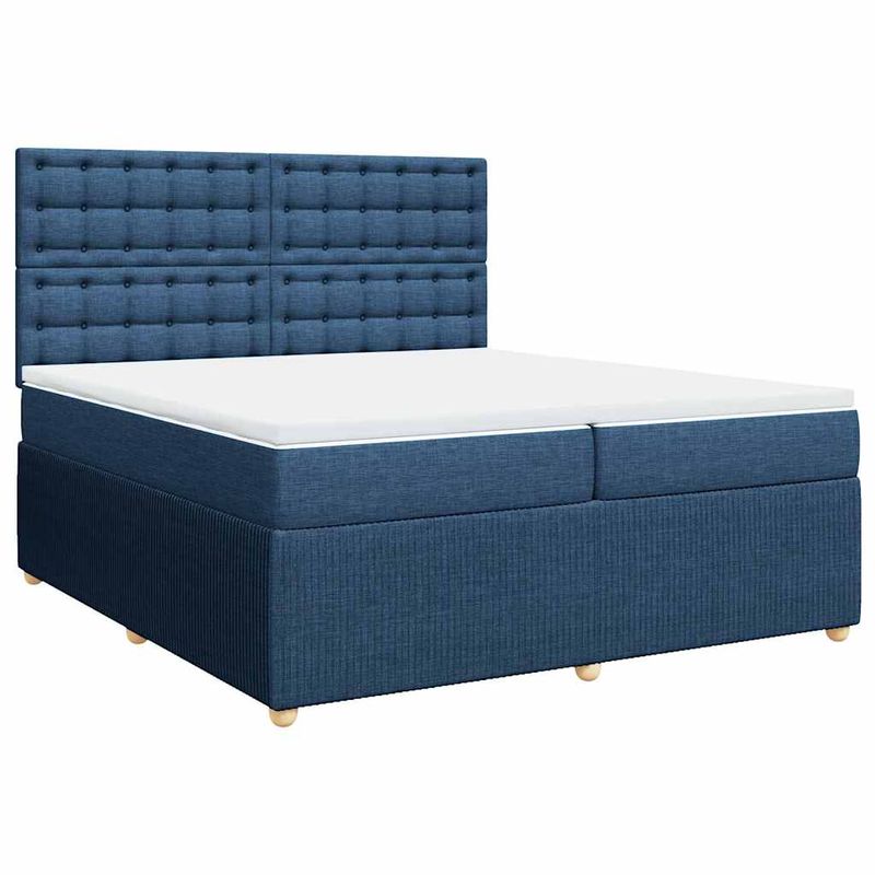 Casa si Gradina - Mobilier - Paturi si accesorii - Paturi - Pat box spring cu saltea, albastru, 200x200 cm, textil - Infinity.ro