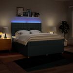 Casa si Gradina - Mobilier - Paturi si accesorii - Paturi - Pat box spring cu saltea, albastru, 200x200 cm, textil - Infinity.ro