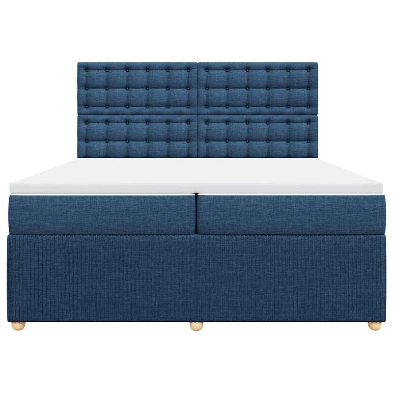 Casa si Gradina - Mobilier - Paturi si accesorii - Paturi - Pat box spring cu saltea, albastru, 200x200 cm, textil - Infinity.ro