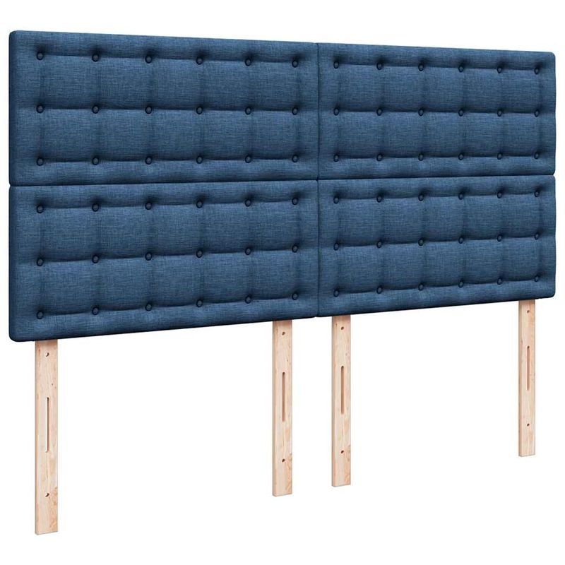 Casa si Gradina - Mobilier - Paturi si accesorii - Paturi - Pat box spring cu saltea, albastru, 200x200 cm, textil - Infinity.ro