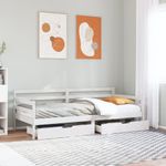 Casa si Gradina - Mobilier - Paturi si accesorii - Paturi - Pat de zi cu sertare, alb, 90x190 cm, lemn masiv pin - Infinity.ro