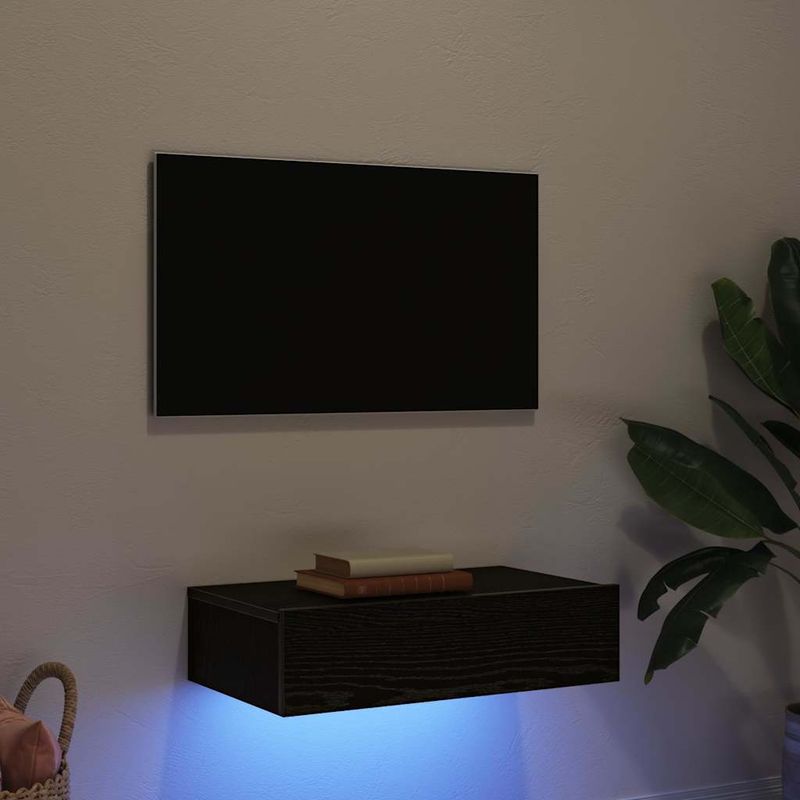Casa si Gradina - Mobilier - Comode si corpuri - Comode - Comoda TV cu lumini LED, stejar negru, 60x35x15,5 cm - Infinity.ro