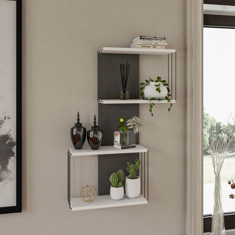 Casa si Gradina - Mobilier - Biblioteci si rafturi - Rafturi - Raft de perete, Hanah Home, pal melaminat, alb, 65x19x96 cm - Infinity.ro