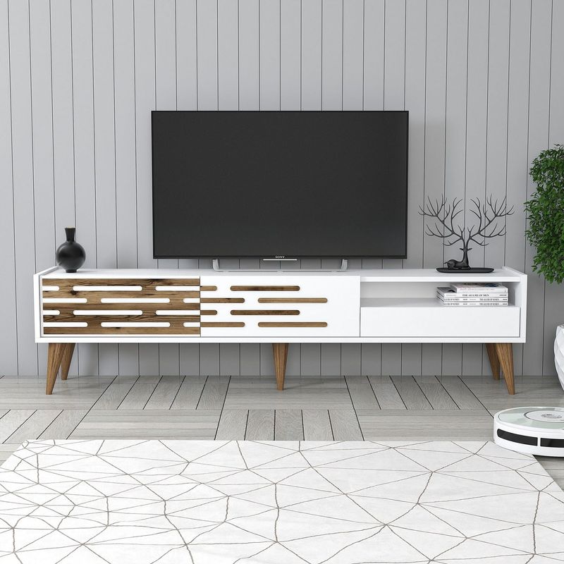 Casa si Gradina - Mobilier - Comode si corpuri - Comode - Comoda tv, Hanah Home, pal melaminat, alb, 180x45x35 cm, 845HCT5355 - Infinity.ro