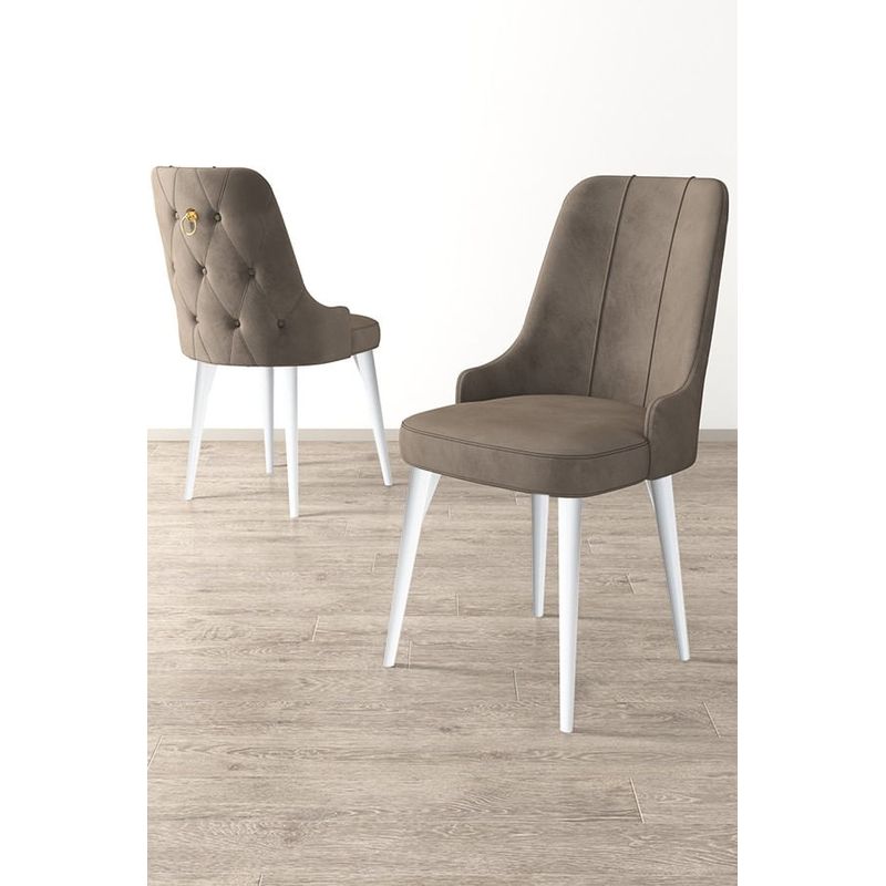 Casa si Gradina - Mobilier - Scaune si fotolii - Scaune - Set scaune, Hanah Home, metal, cappuccino si alb, 46x46x94 cm - Infinity.ro