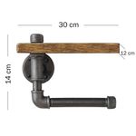 Casa si Gradina - Sanitare - Suporturi si accesorii baie - Suporturi baie - Raft cu tevi, Hanah Home, lemn molid si metal, negru si nuc, 30x14x12 cm - Infinity.ro