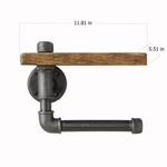 Casa si Gradina - Sanitare - Suporturi si accesorii baie - Suporturi baie - Raft cu tevi, Hanah Home, lemn molid si metal, negru si nuc, 30x14x12 cm - Infinity.ro