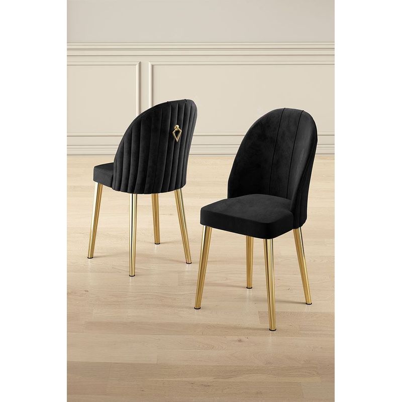 Casa si Gradina - Mobilier - Scaune si fotolii - Scaune - Set scaune, Hanah Home, metal, negru auriu, 45x42x91 cm, 4 bucati, 240CHR1751 - Infinity.ro
