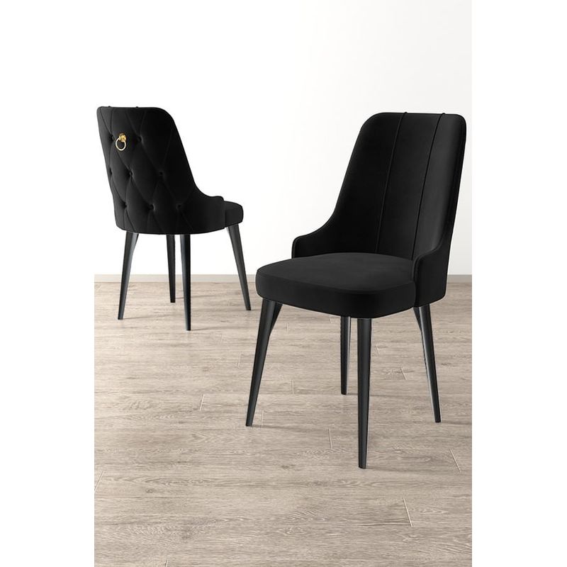 Casa si Gradina - Mobilier - Scaune si fotolii - Scaune - Set scaune, Hanah Home, lemn, negru, 46x46x94 cm, 6 piese - Infinity.ro