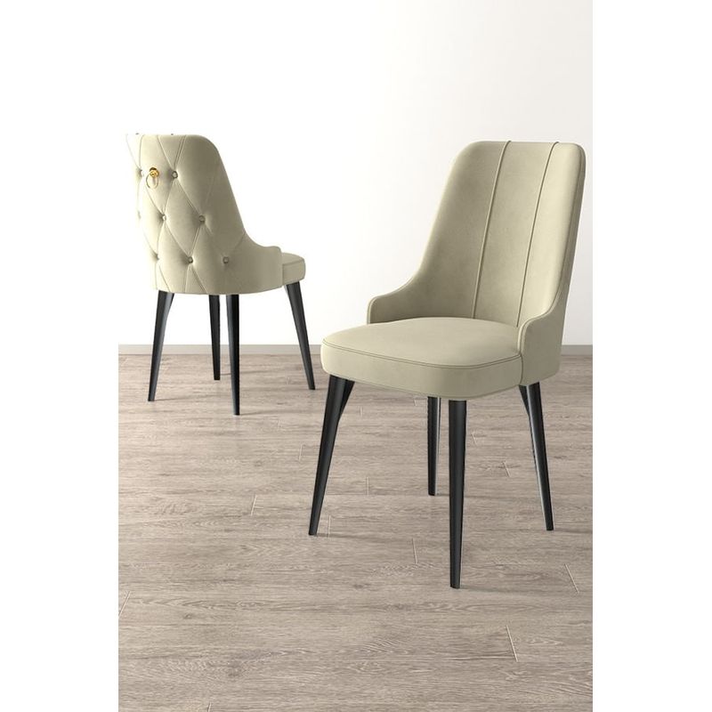 Casa si Gradina - Mobilier - Scaune si fotolii - Scaune - Set scaune, Hanah Home, lemn, crem si negru, 46x46x94 cm, 6 piese - Infinity.ro