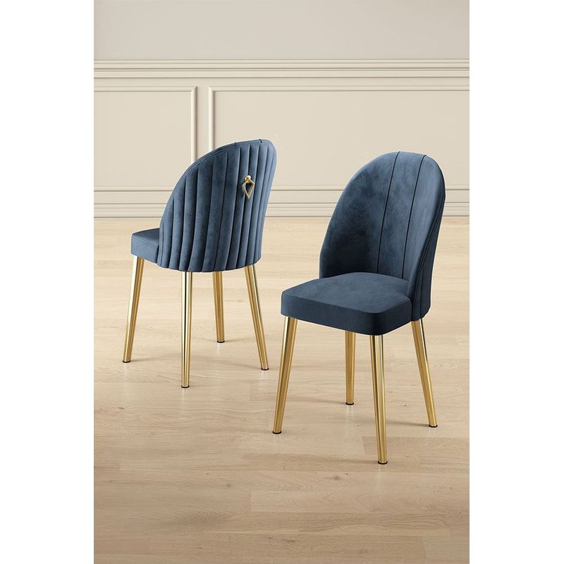 Casa si Gradina - Mobilier - Scaune si fotolii - Scaune - Set scaune, Hanah Home, metal, antracit si auriu, 44x42x90 cm, babyface, 4 bucati - Infinity.ro