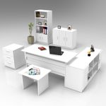 Casa si Gradina - Mobilier - Mese si birouri - Birouri - Set mobilier birou, Hanah Home, pal melaminat, alb, 6 piese - Infinity.ro