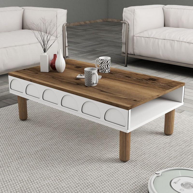 Casa si Gradina - Mobilier - Mese si birouri - Masute de cafea - Masuta de cafea, Hanah Home, pal melaminat, alb, 180x35.6x60 cm - Infinity.ro