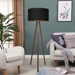 Casa si Gradina - Corpuri si surse de iluminat - Veioze si lampi - Lampadare - Lampadar, Opviq, lemn, negru cupru, 140 cm - Infinity.ro