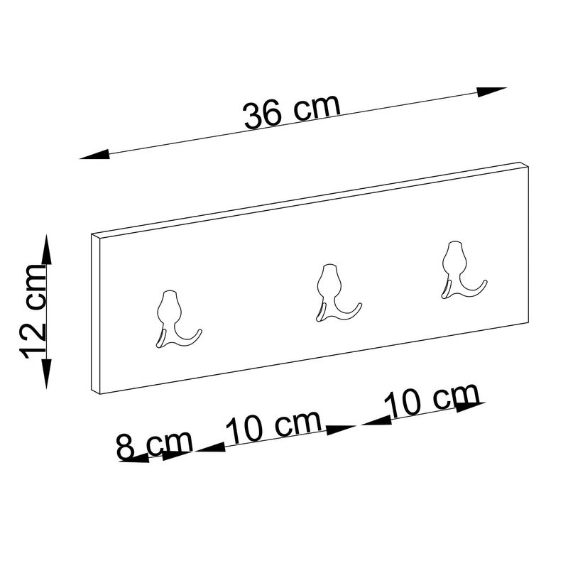 Casa si Gradina - Mobilier - Organizare si depozitare - Cuiere - Cuiere de perete, Hanah Home, pal melaminat, alb, 36x13x4 cm - Infinity.ro