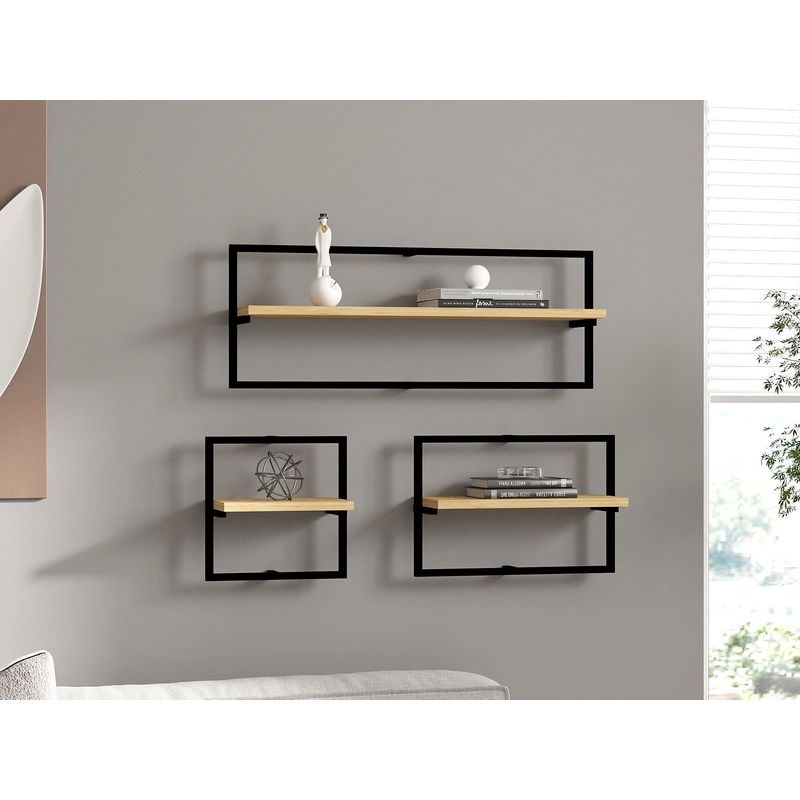 Casa si Gradina - Mobilier - Biblioteci si rafturi - Etajere - Etajera de perete, Hanah Home, pal melaminat, stejar safir, 80x30x20 cm - Infinity.ro
