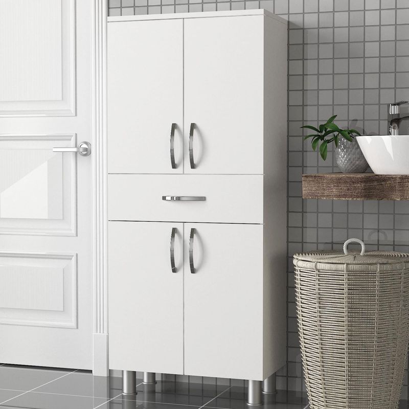 Casa si Gradina - Mobilier - Mobilier baie - Corpuri baie - Dulap baie, Hanah Home, pal melaminat, alb, 59.4x31.5x140 cm - Infinity.ro