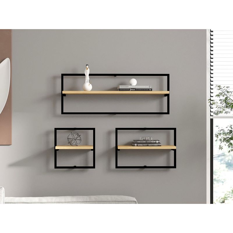 Casa si Gradina - Mobilier - Biblioteci si rafturi - Etajere - Etajera de perete, Hanah Home, pal melaminat, stejar safir, 80x30x20 cm - Infinity.ro