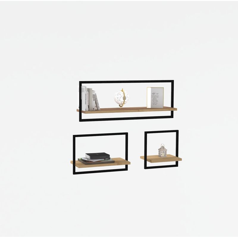 Casa si Gradina - Mobilier - Biblioteci si rafturi - Etajere - Etajera de perete, Hanah Home, pal melaminat, stejar safir, 80x30x20 cm - Infinity.ro
