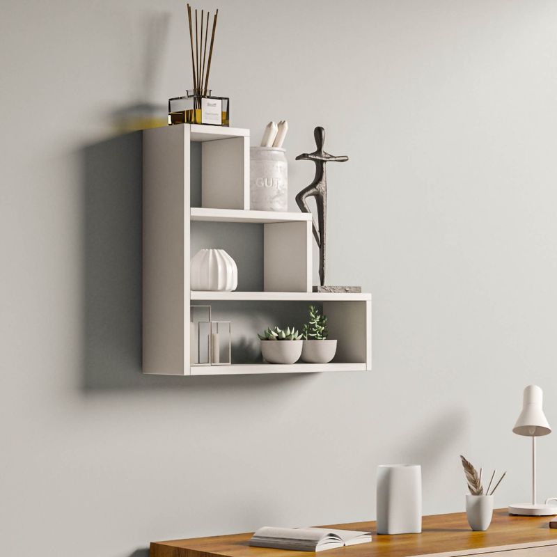 Casa si Gradina - Mobilier - Biblioteci si rafturi - Etajere - Etajera de perete, Hanah Home, pal melaminat, alb, 62x62x18 cm - Infinity.ro
