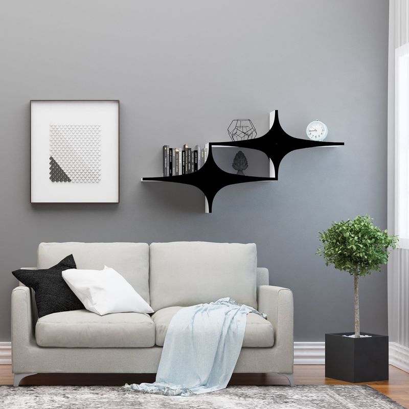 Casa si Gradina - Mobilier - Biblioteci si rafturi - Rafturi - Raft de perete, Hanah Home, pal melaminat, negru alb, 135x69x20 cm - Infinity.ro