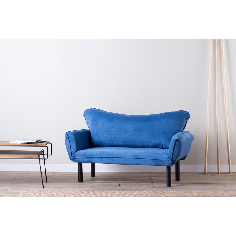 Casa si Gradina - Mobilier - Canapele si coltare - Canapele - Canapea extensibila, Hanah Home, poliester cu bumbac, albastru, 150x75x70 cm - Infinity.ro