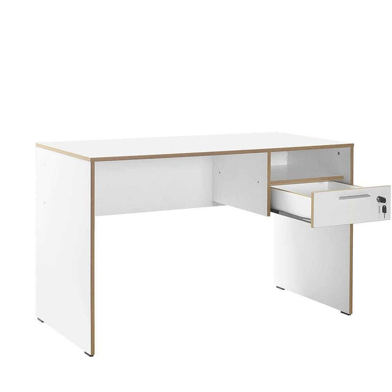 Casa si Gradina - Mobilier - Mese si birouri - Birouri - Birou de studiu, Hanah Home, panou de particule melaminat, alb stejar, 120x60x75 cm - Infinity.ro