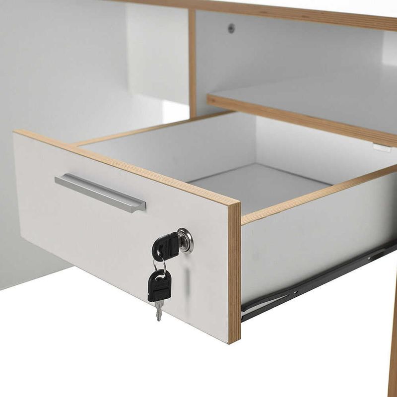 Casa si Gradina - Mobilier - Mese si birouri - Birouri - Birou de studiu, Hanah Home, panou de particule melaminat, alb stejar, 120x60x75 cm - Infinity.ro