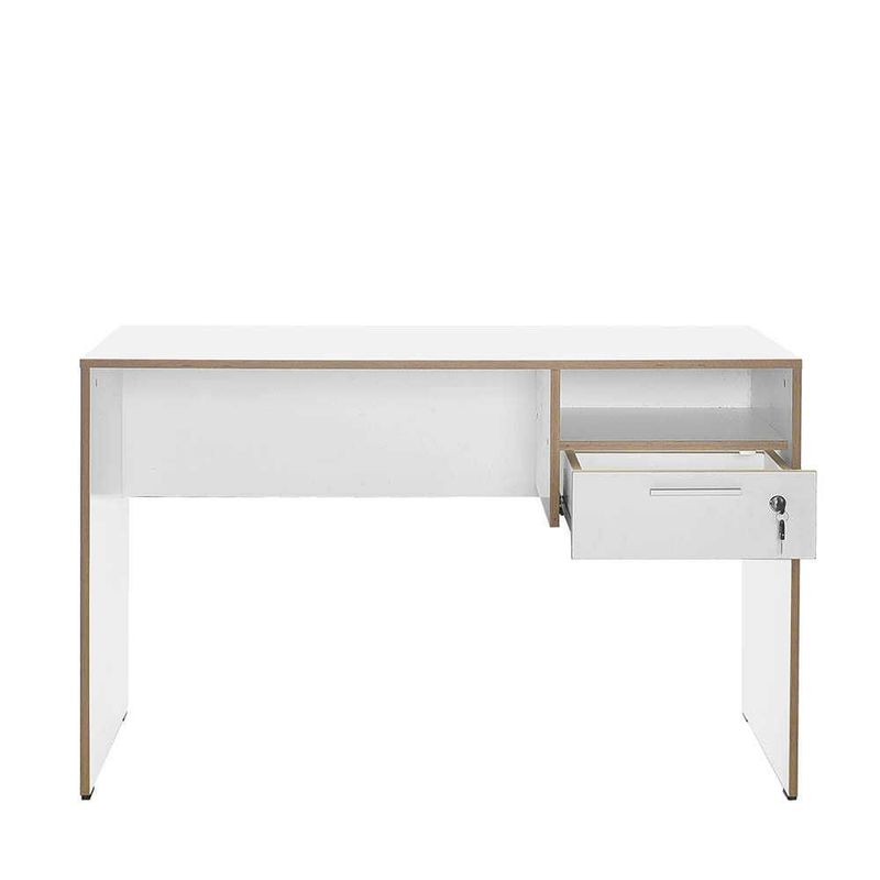 Casa si Gradina - Mobilier - Mese si birouri - Birouri - Birou de studiu, Hanah Home, panou de particule melaminat, alb stejar, 120x60x75 cm - Infinity.ro