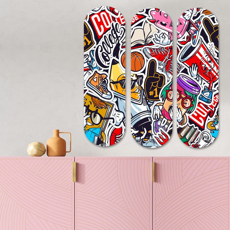 Casa si Gradina - Decoratiuni - Tablouri - Tablou decorativ, Wallxpert, mdf, multicolor, 70x70 cm, set 3 piese, 715MRY1122 - Infinity.ro