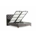 Casa si Gradina - Mobilier - Saltele si somiere - Somiere - Somiera dubla cu tablie, Hanah Home, pal melaminat, stofa nubuck, gri, 140x200 cm - Infinity.ro