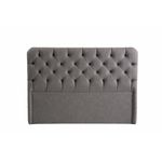 Casa si Gradina - Mobilier - Saltele si somiere - Somiere - Somiera dubla cu tablie, Hanah Home, pal melaminat, stofa nubuck, gri, 140x200 cm - Infinity.ro