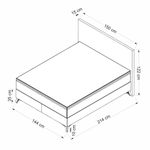 Casa si Gradina - Mobilier - Saltele si somiere - Somiere - Somiera dubla cu tablie, Hanah Home, pal melaminat, stofa nubuck, gri, 140x200 cm - Infinity.ro