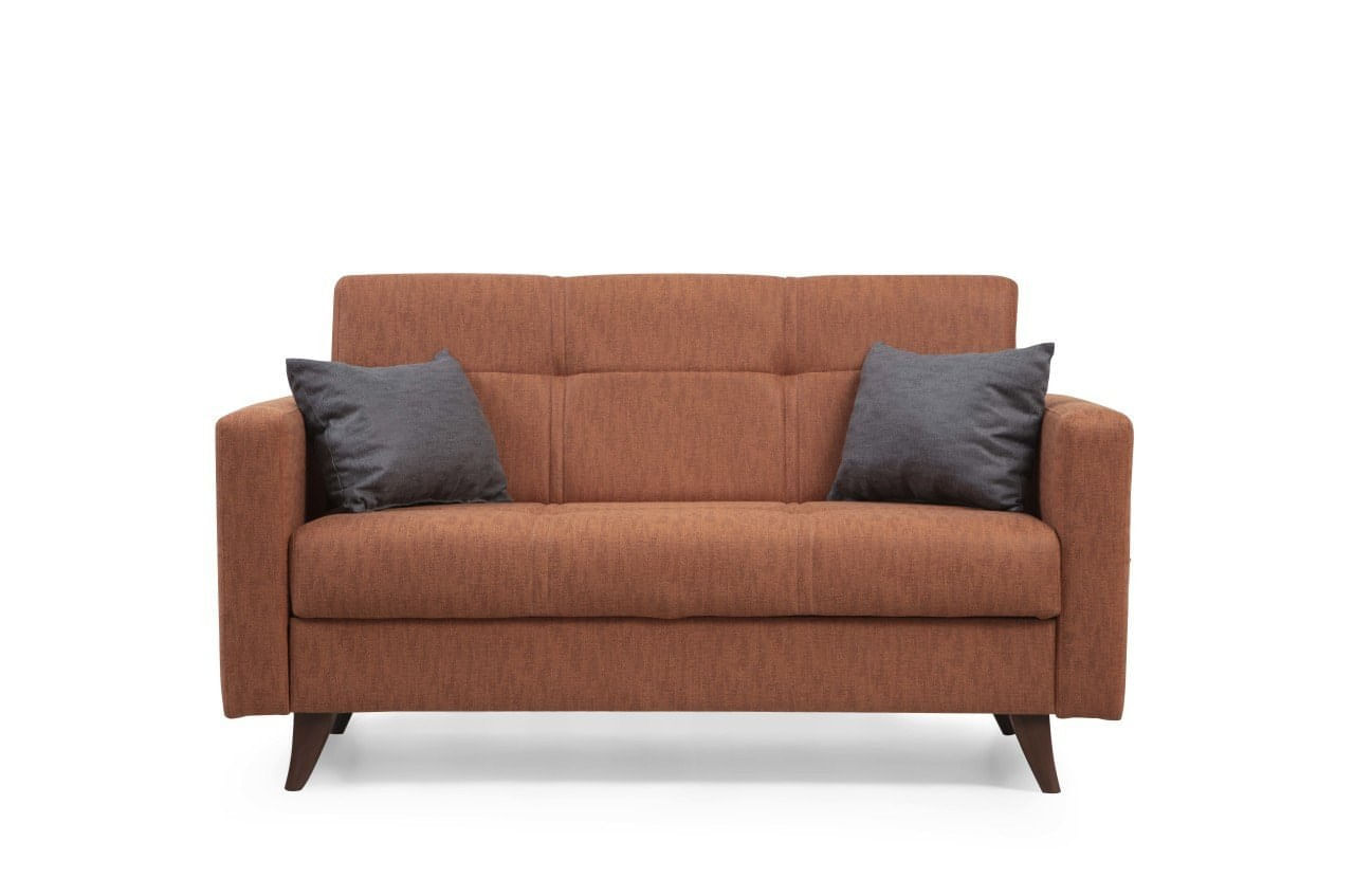 Canapea extensibila 2 locuri, Atelier Del Sofa, cadru metal lemn, rosu tigla, 151x86x75 cm