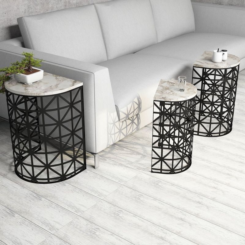 Casa si Gradina - Mobilier - Mese si birouri - Masute de cafea - Set masute cuib, Hanah Home, pal melaminat, alb, 46x33x62 cm - Infinity.ro