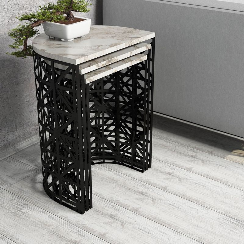 Casa si Gradina - Mobilier - Mese si birouri - Masute de cafea - Set masute cuib, Hanah Home, pal melaminat, alb, 46x33x62 cm - Infinity.ro
