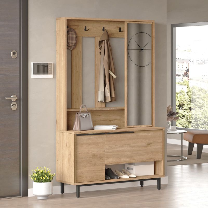 Casa si Gradina - Mobilier - Organizare si depozitare - Cuiere - Cuier, Hanah Home, pal melaminat, nuc, 102.2x35.5x178.2 cm - Infinity.ro