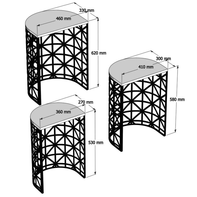 Casa si Gradina - Mobilier - Mese si birouri - Masute de cafea - Set masute cuib, Hanah Home, pal melaminat, alb, 46x33x62 cm - Infinity.ro
