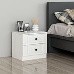 Casa si Gradina - Mobilier - Comode si corpuri - Noptiere - Noptiera, Hanah Home, panou de particule acoperit cu melamina, alb, 54x47x40 cm - Infinity.ro