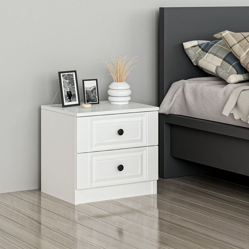 Casa si Gradina - Mobilier - Comode si corpuri - Noptiere - Noptiera, Hanah Home, panou de particule acoperit cu melamina, alb, 54x47x40 cm - Infinity.ro