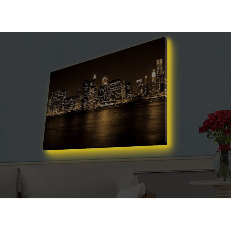 Casa si Gradina - Electrice - Tablouri electrice si accesorii - Tablou decorativ cu led, Wallxpert, panza piele de caprioara, multicolor, 45x70 cm, 254LED4574 - Infinity.ro