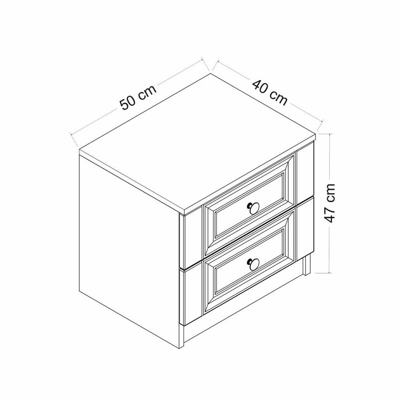 Casa si Gradina - Mobilier - Comode si corpuri - Noptiere - Noptiera, Hanah Home, panou de particule acoperit cu melamina, alb, 54x47x40 cm - Infinity.ro